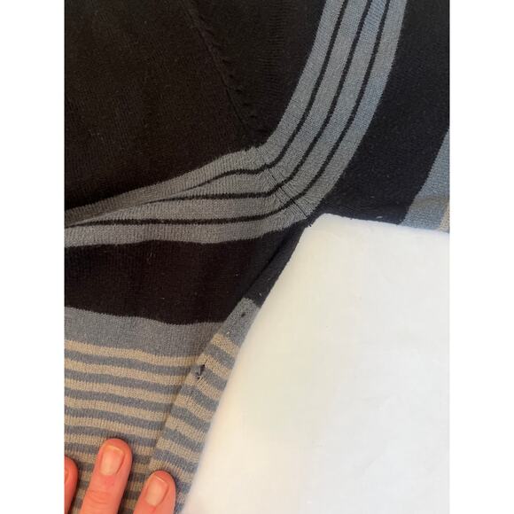 PRANA SYDNEY SWEATER DRESS WITH TIE WAIST FLARED SLEEVE GRAY BLACK SIZE MED - Picture 15 of 15